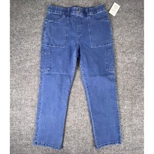 Blair Cargo Jeans Womens 16P Blue Pull On Stretch Denim Utility Casual